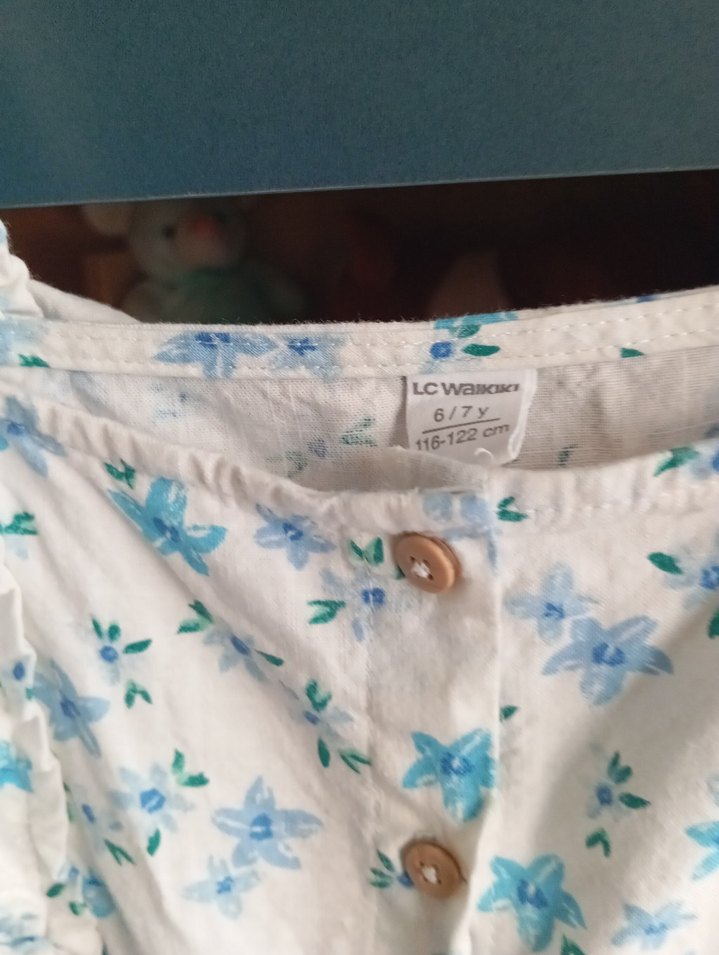 Kolsuz Fırfırlı Pamuklu Kız Elbisesi - Görsel 2