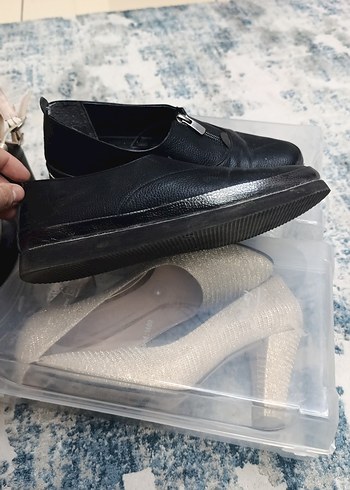 Fermuarlı Siyah Dolgu Topuk Kadın Ayakkabı - Görsel 2