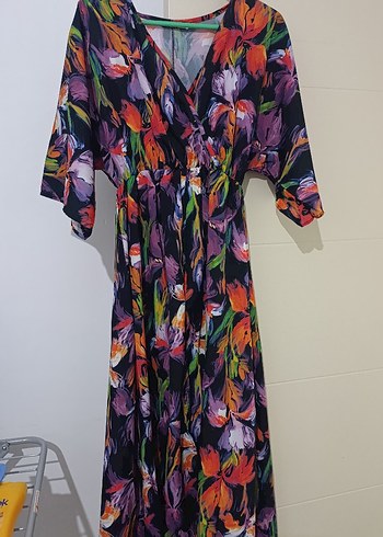 Çiçek Desenli Uzun Bohem Elbise - Görsel 2