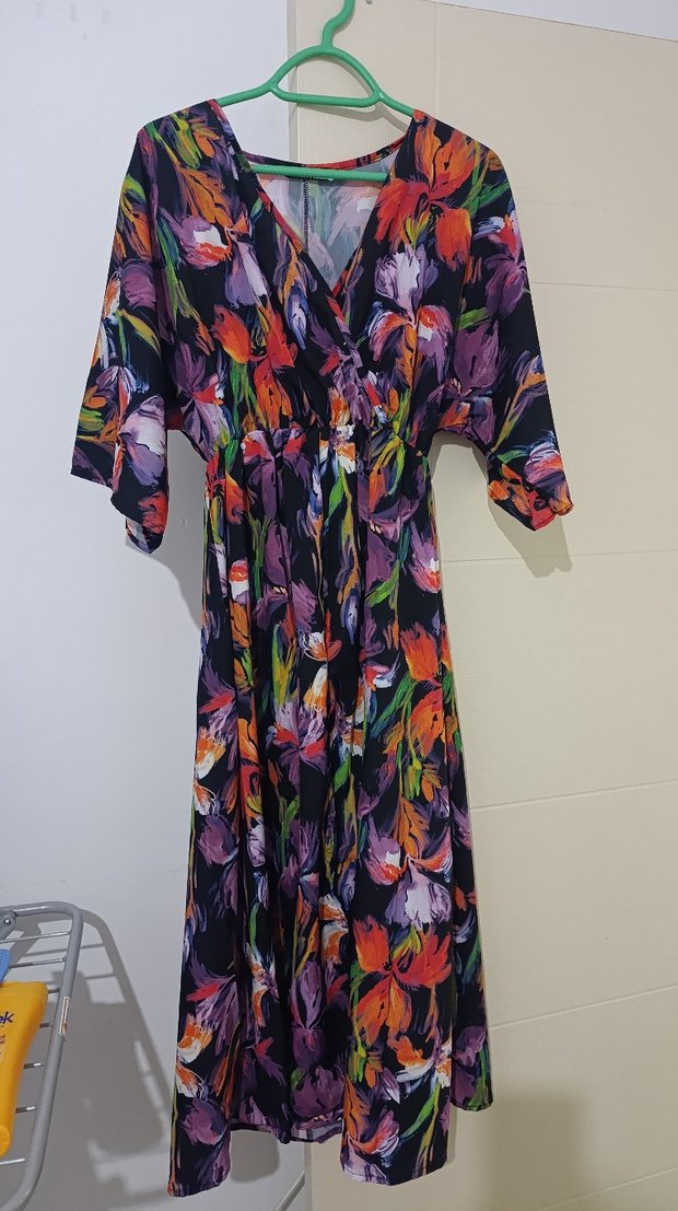 Çiçek Desenli Uzun Bohem Elbise - Görsel 2