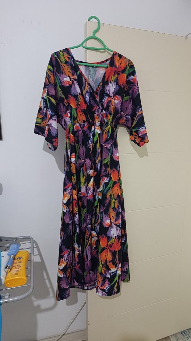 Çiçek Desenli Uzun Bohem Elbise - Görsel 3