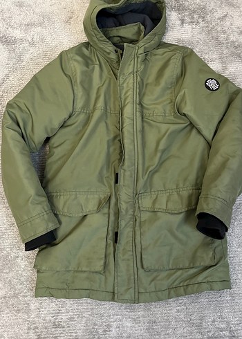 Erkek Çocuk Haki Kapüşonlu Kaban - Görsel 2