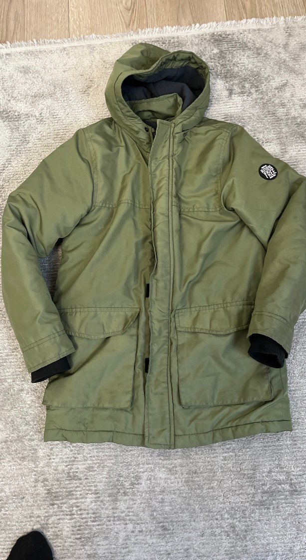 Erkek Çocuk Haki Kapüşonlu Kaban - Görsel 2