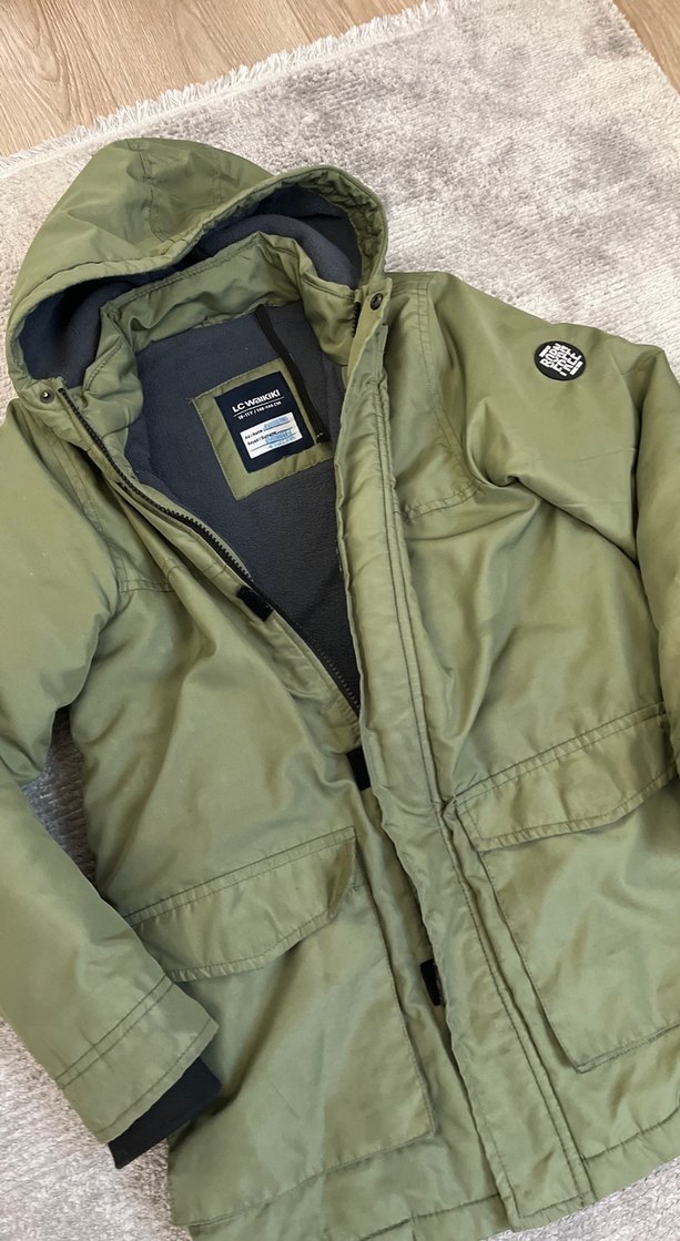 Erkek Çocuk Haki Kapüşonlu Kaban - Görsel 4