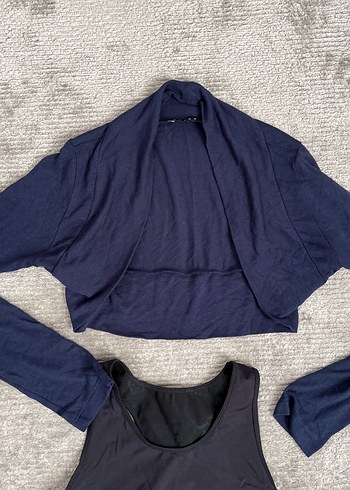 Mavi Detaylı Kadın Spor Atlet ve ince triko Cepken - Görsel 3