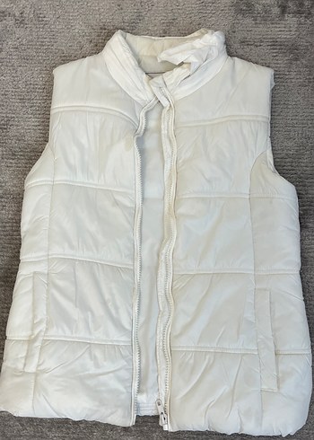 Beyaz Fermuarlı Kolsuz Kız çocuk Yelek - Görsel 2