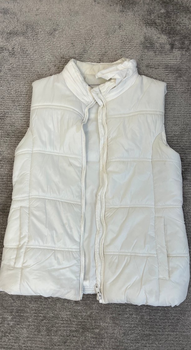 Beyaz Fermuarlı Kolsuz Kız çocuk Yelek - Görsel 2