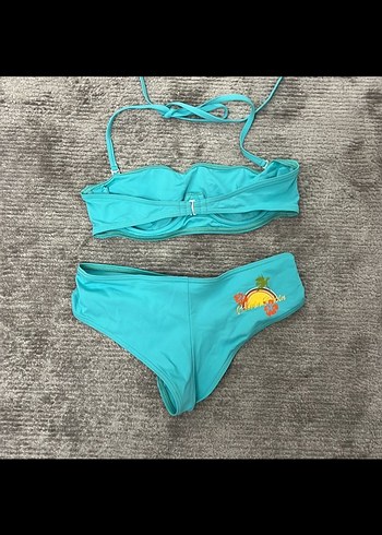 13-14 ya da xs Turkuaz Mini Straplez Bikini Takımı - Görsel 5