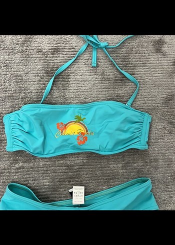 13-14 ya da xs Turkuaz Mini Straplez Bikini Takımı - Görsel 2
