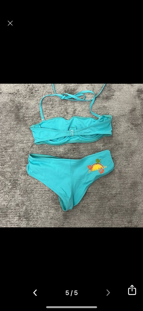 13-14 ya da xs Turkuaz Mini Straplez Bikini Takımı - Görsel 5