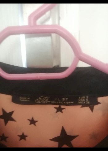 Uzun Kollu Pembe Yıldız Desenli Gömlek - Görsel 6