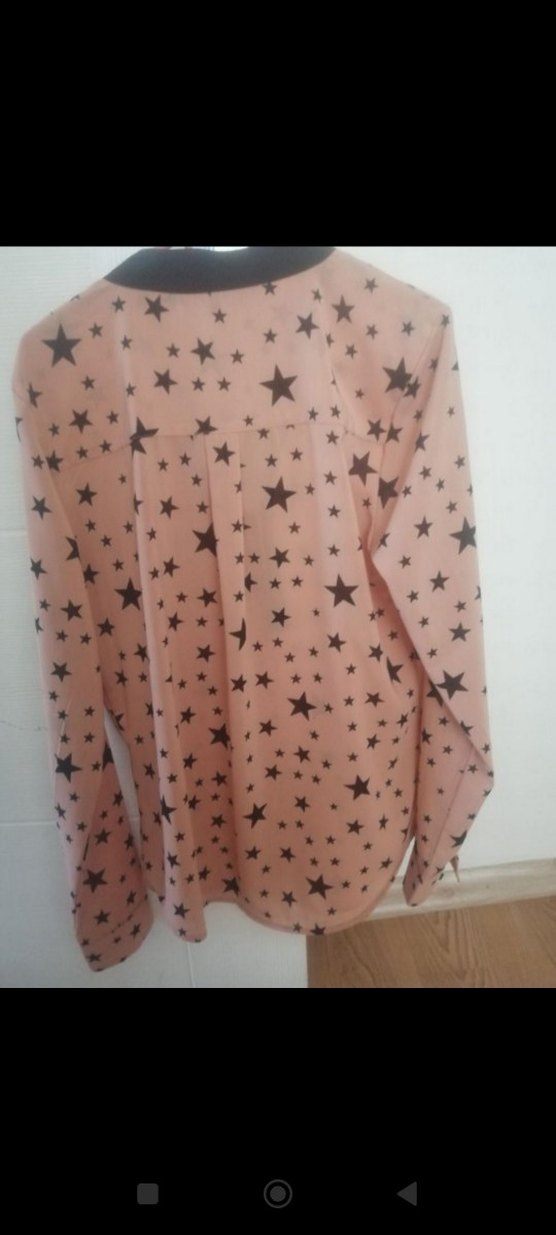 Uzun Kollu Pembe Yıldız Desenli Gömlek - Görsel 4