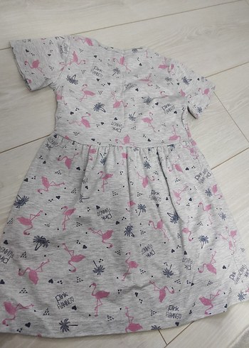 Kız Çocuk Gri Baskılı Kısa Kollu Elbise - Görsel 4