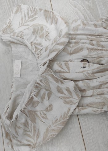 Kızlar İçin Keten Desenli Kemerli Tulum - Görsel 2