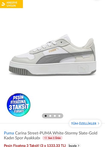 Puma Puma Carina Street Beyaz Gri Platform Spor Ayakkabı