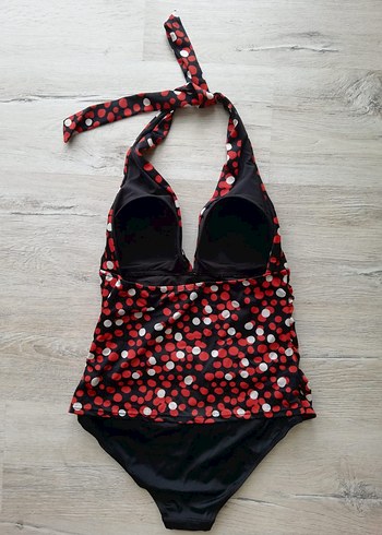 Ay_yıldız Kırmızı Puantiyeli Drapeli Kadın Mayo - Görsel 2