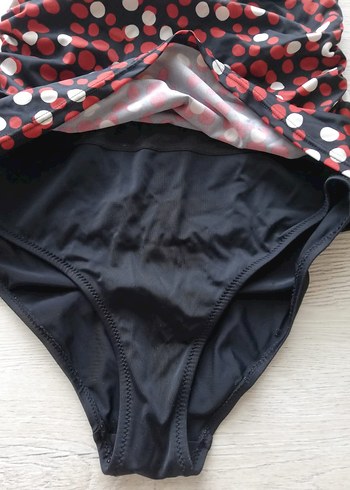 Ay_yıldız Kırmızı Puantiyeli Drapeli Kadın Mayo - Görsel 3