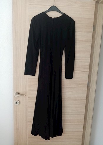 Uzun Kollu Siyah Kadın Kışlık Uzun Elbise - Görsel 2