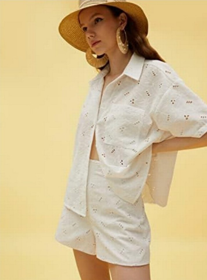 Fisto Beyaz Kadın Şort - Görsel 3