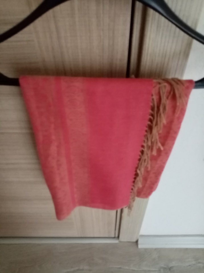 Püsküllü  Pembe Bohem Kadın Şal Atkı - Görsel 2