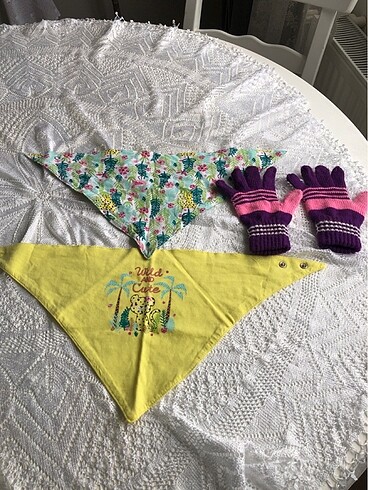 Kız çocuk yaka önü önlük eldiven - Görsel 3