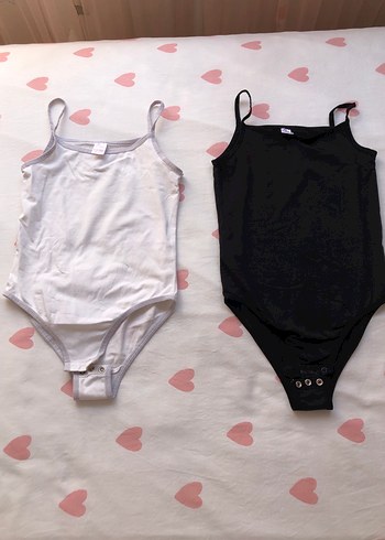Çocuk Beyaz ve Siyah İnce Askılı Bodysuit zıbın