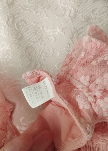 18-24 Ay Beden Dantel detaylı pembe kız çocuk elbisesi