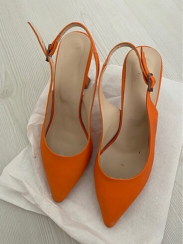 Zara Turuncu topuklu ayakkabı