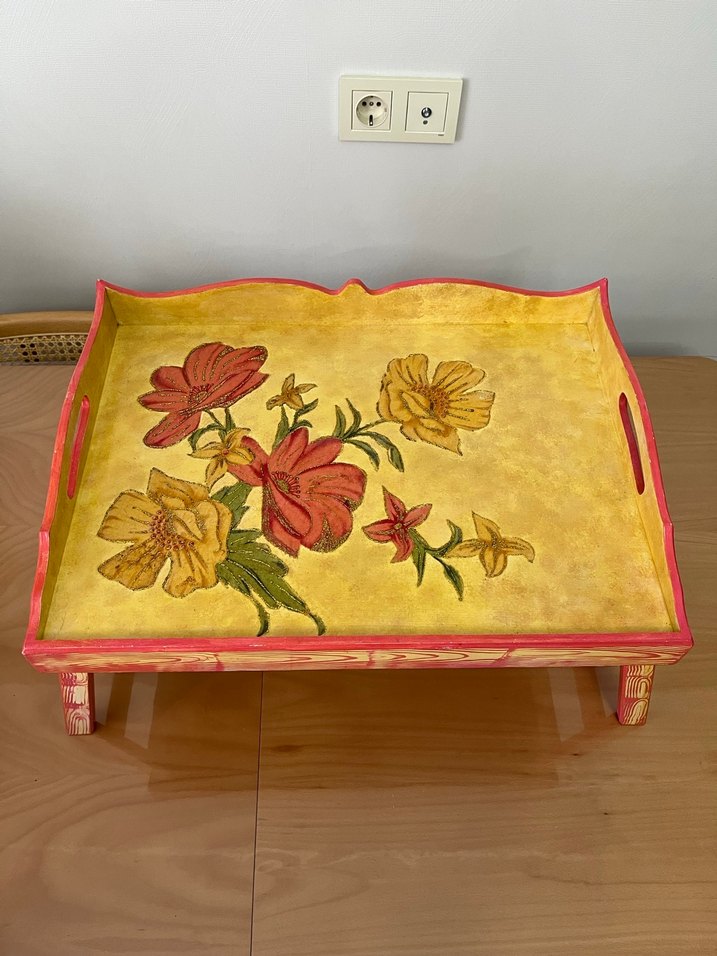 Renkli Katlanabilir Ahşap Kahvaltı Tepsisi - Görsel 2