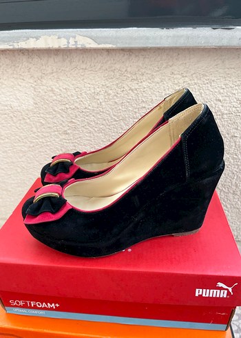 Kırmızı Süet Fiyonklu Yüksek Topuklu Stiletto - Görsel 2
