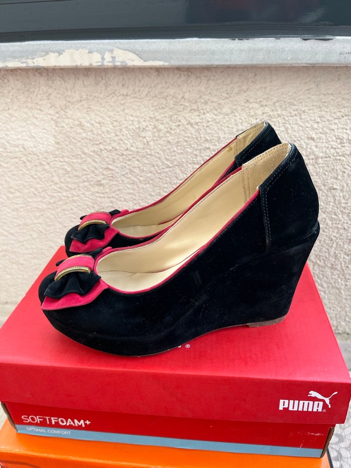 Kırmızı Süet Fiyonklu Yüksek Topuklu Stiletto - Görsel 2