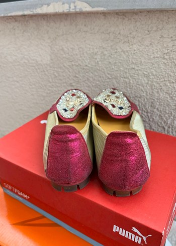 Renkli Payetli Kadın Dolgu Topuk Babet - Görsel 2