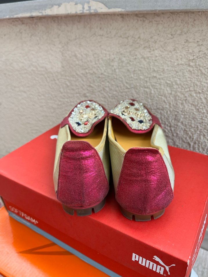 Renkli Payetli Kadın Dolgu Topuk Babet - Görsel 2