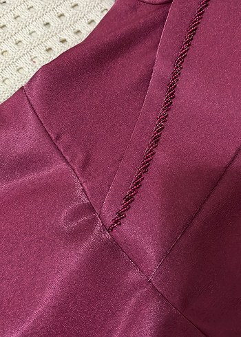 Bordo Uzun Kollu Drapeli Kadın Elbise - Görsel 3