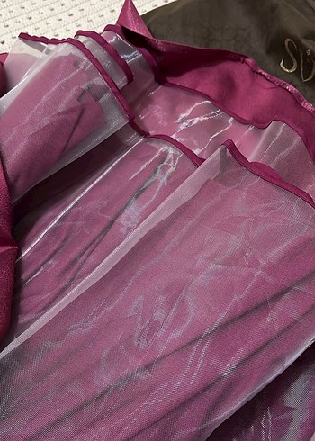 Bordo Uzun Kollu Drapeli Kadın Elbise - Görsel 5