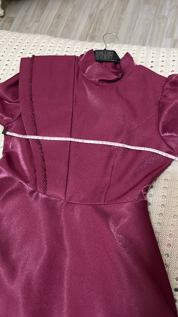 Bordo Uzun Kollu Drapeli Kadın Elbise - Görsel 4