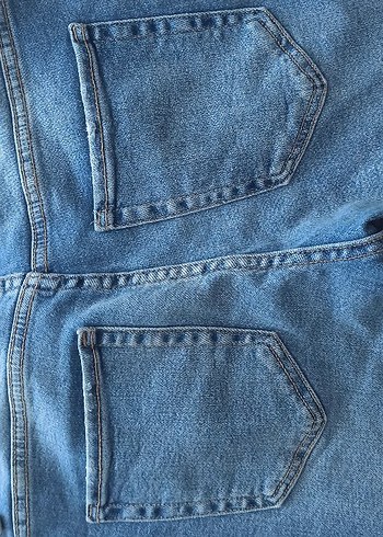 Düğmeli Normal Boy Mavi Kadın Denim Pantolon - Görsel 2