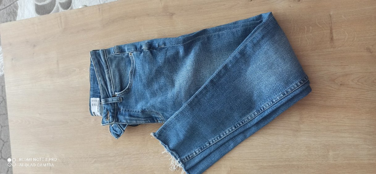Düğmeli Normal Boy Mavi Kadın Denim Pantolon - Görsel 3