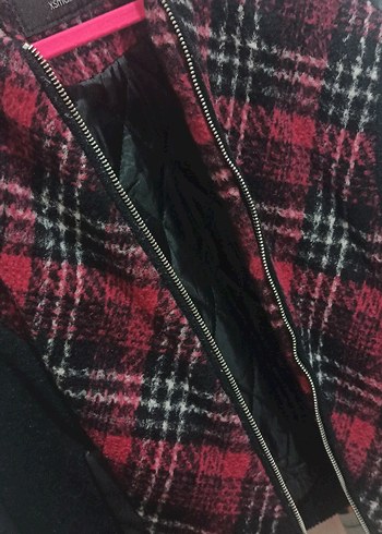 Bordo Ekoseli Deri Ceket - Görsel 4