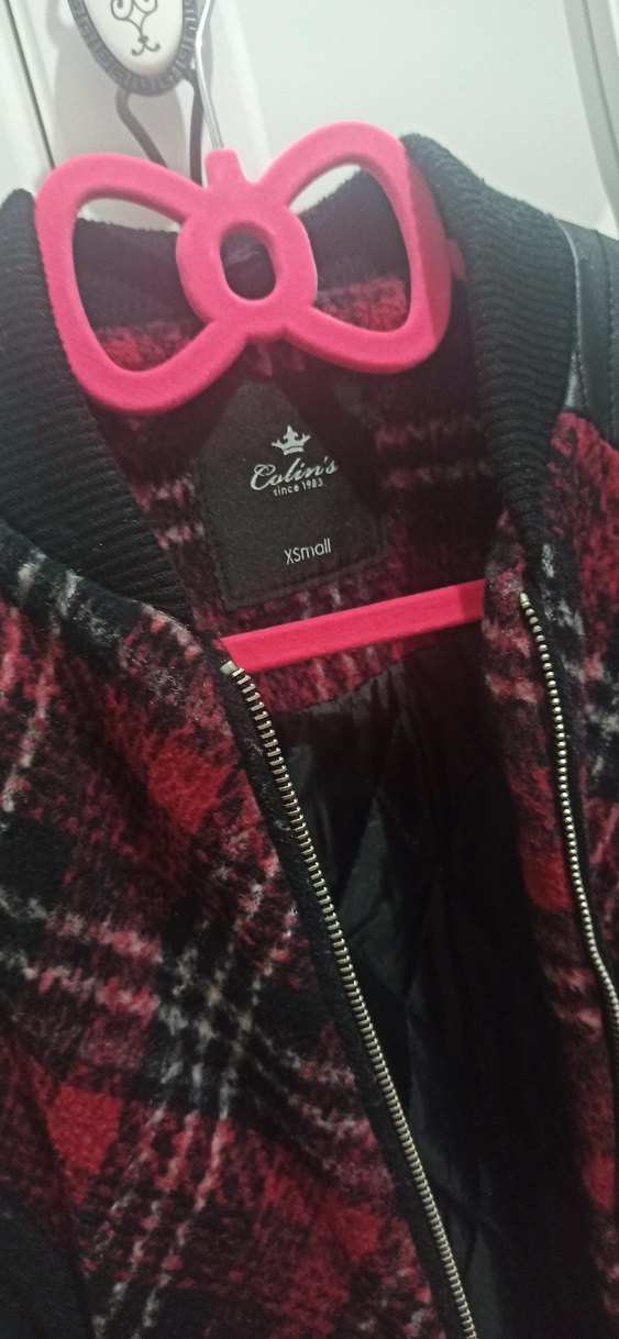 Bordo Ekoseli Deri Ceket - Görsel 3