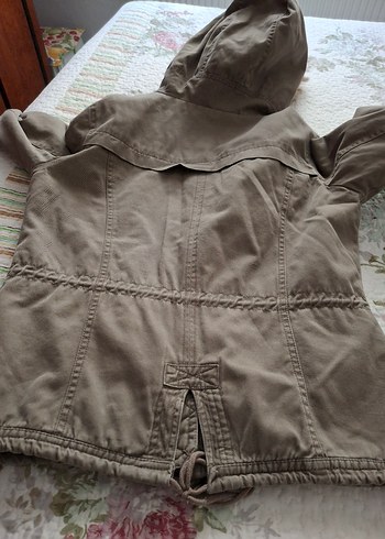 Kürklü Kapüşonlu Haki Kadın  mont - Görsel 2