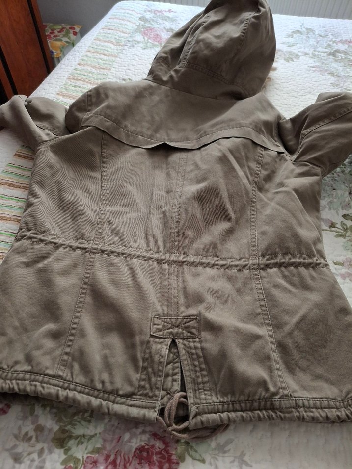 Kürklü Kapüşonlu Haki Kadın  mont - Görsel 2