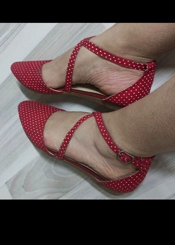 Kırmızı Puantiyeli  Kadın Babet - Görsel 3