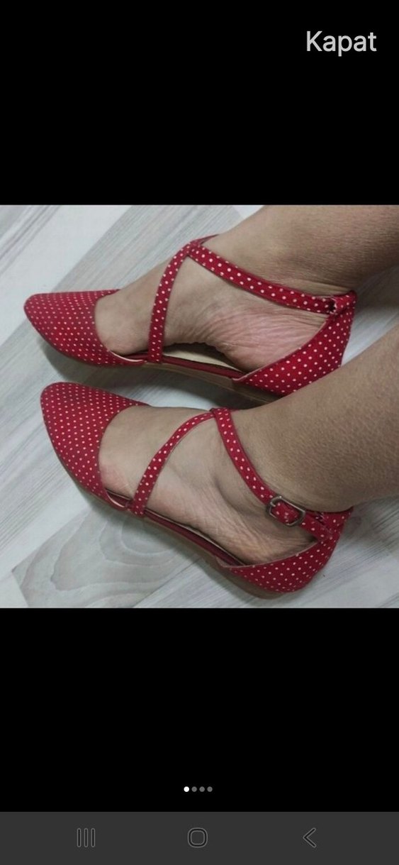 Kırmızı Puantiyeli  Kadın Babet - Görsel 3