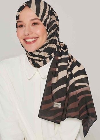 Armine Trend Siyah-Bej Zebra Desen Modal Sal