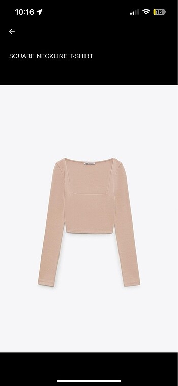 Zara kare yaka uzun kollu tişört - Görsel 5