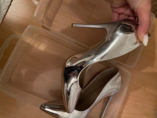 35 Beden gri Renk Gümüş stiletto