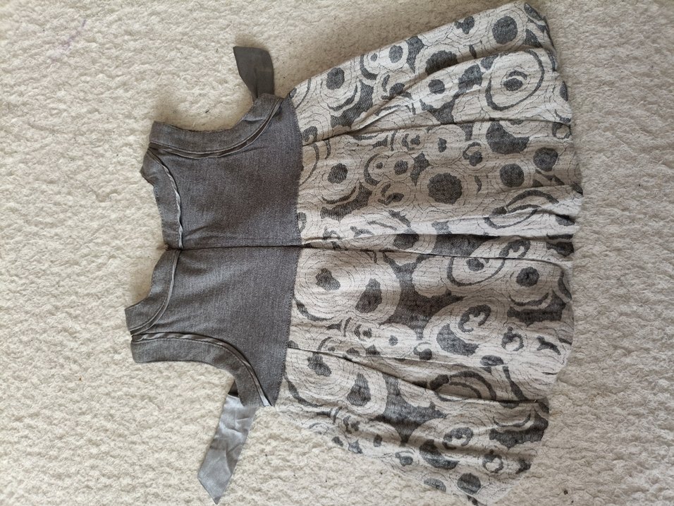 Gri Kız Elbisesi Fırfır Detaylı - Görsel 3