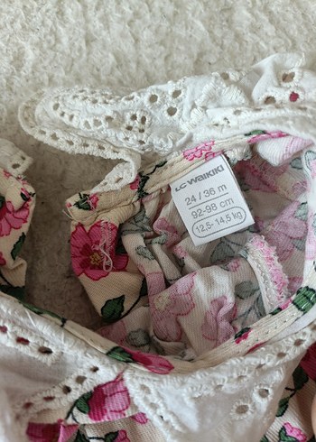 Dantel Yakalı Pembe Çiçekli Bohem Kız Elbisesi - Görsel 2