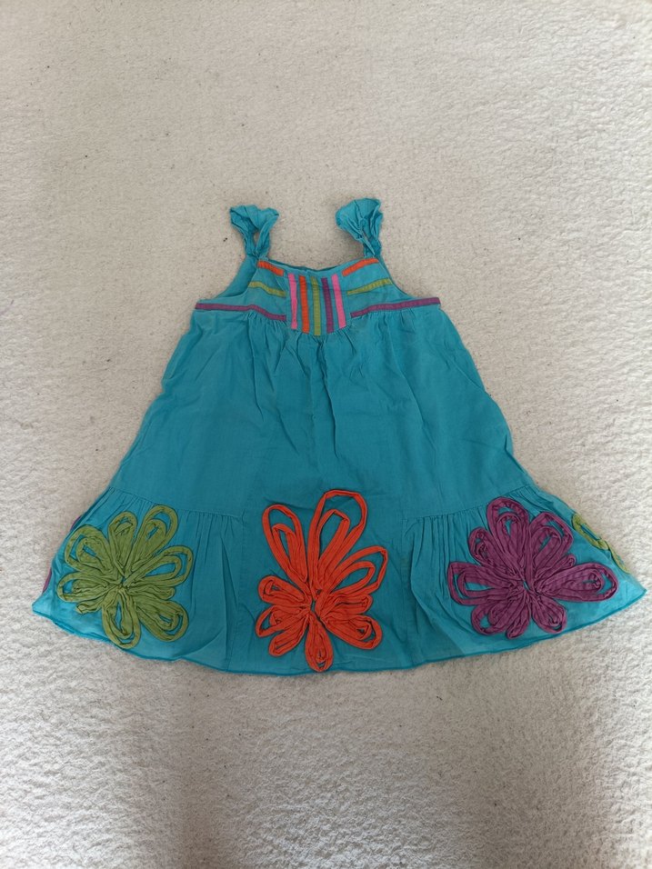 Renkli Nakışlı Bohem Kız Elbisesi - Görsel 2